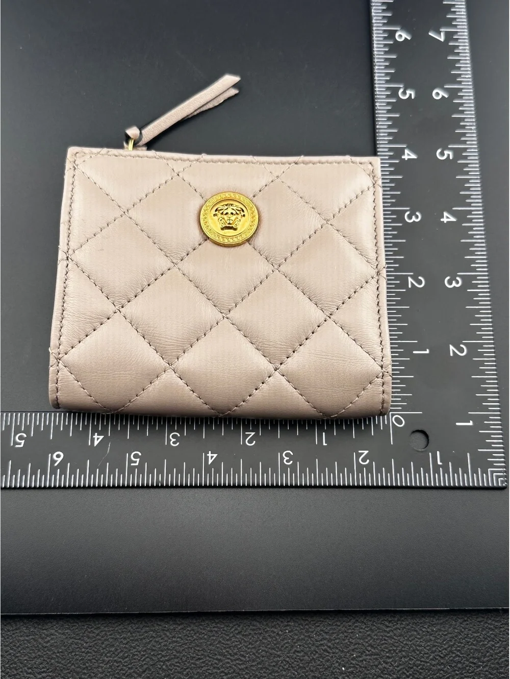 Versace Quilted Leather Wallet with Gold Medusa Button